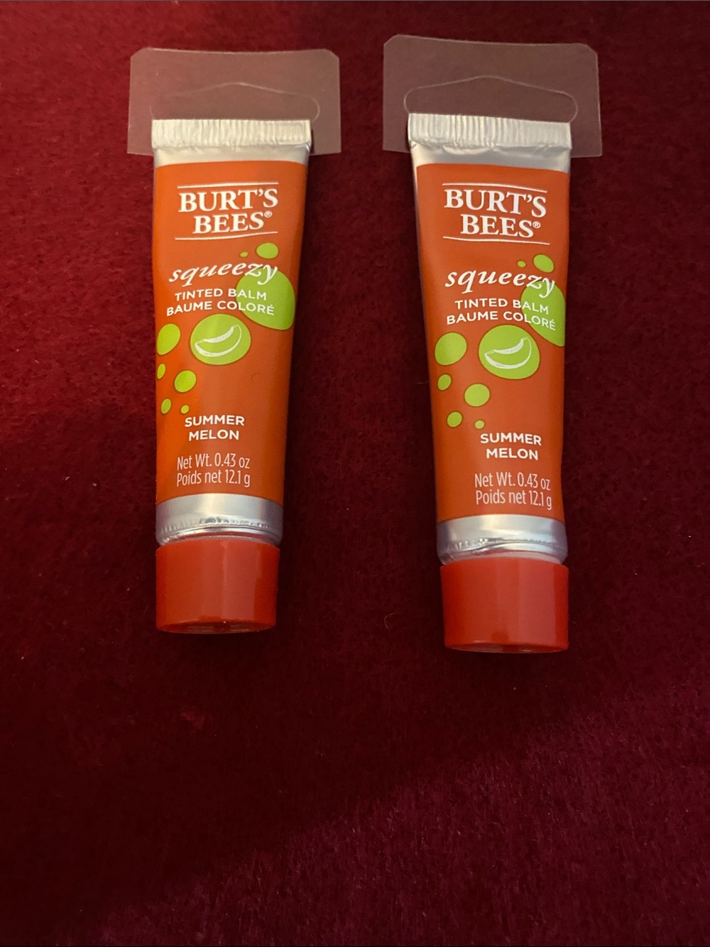 Burt's Bees Squeezy Tinted Balm - Summer Melon (orange, green)